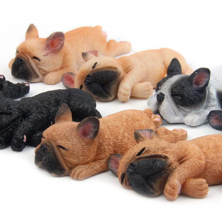 Non-magnetic 3D French bulldog fridge paste set, multiple colored lying dogs