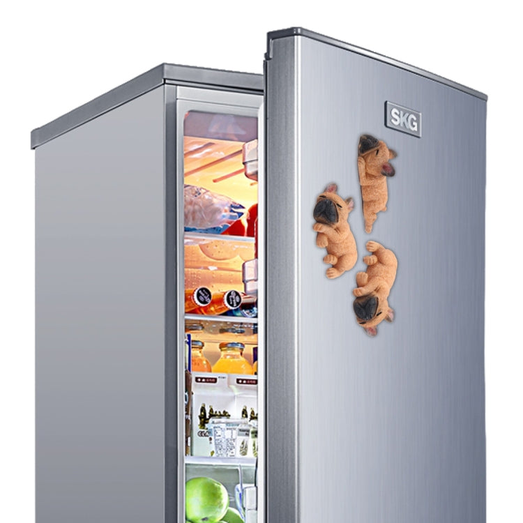 Non-magnetic 3D French bulldog fridge paste on a refrigerator door