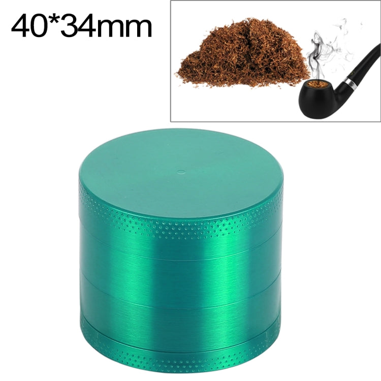 Mini 4-layer zinc alloy herb grinder, green, round lid with textured perforations