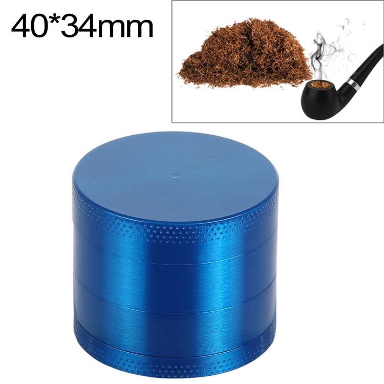 Mini 4-layer zinc alloy herb grinder, blue, round top with embossed center