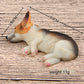 3D sleeping corgi magnet, orange-white puppy lying on side