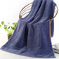 Thick navy blue cotton bath towel with soft looped terry pile