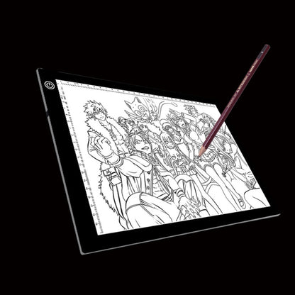 Acrylic LED lightbox with anime sketch on white panel and drawing stylus