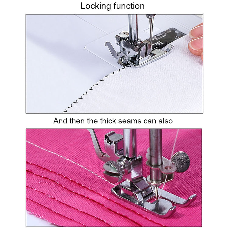 Sewing machine presser foot stitching thick seam with locking function