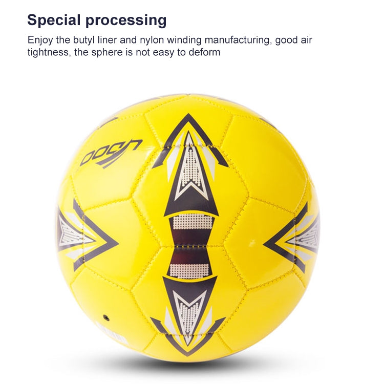 Fluorescent yellow PU football with black arrow-style graphics and LDOO logo.