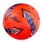 Red PU leather soccer ball with blue and white star-style graphics
