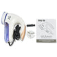 Electric lint remover kit with white trimmer, cord, spare parts, and instruction sheet