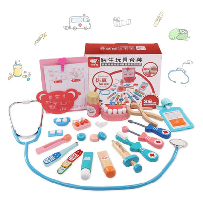 Doctor role-play medical toy set with stethoscope, tools, and accessories in box