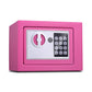 Mini electronic security lock box with keypad and keyhole, pink finish