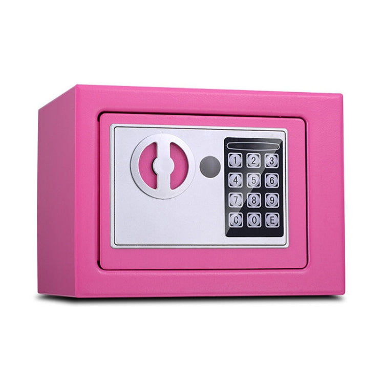 Mini electronic security lock box with keypad and keyhole, pink finish