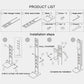 Vacuum storage rack installation diagram showing wall charger holder parts and base mounting.