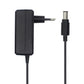 Black charger adapter with two-prong plug and DC barrel tip on black cord