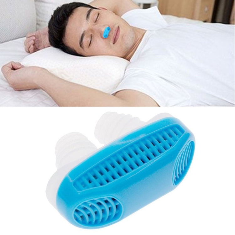 Blue silicone anti-snoring air purifier with vented mouthpiece