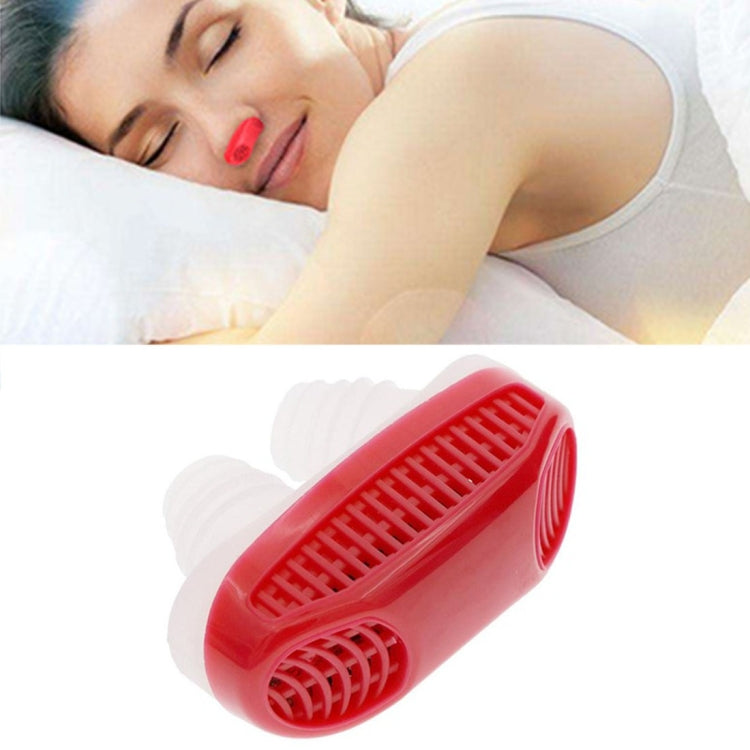 Red silicone anti-snoring air purifier device with vented mouthpiece