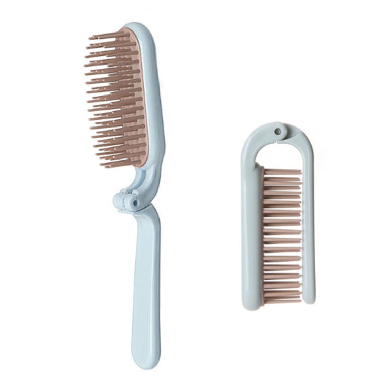 Light blue folding hair comb with ABS handle and hinged protective cover