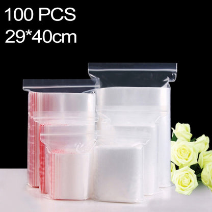 Clear self-sealing zip lock packaging bags, 29x40cm, set of 100