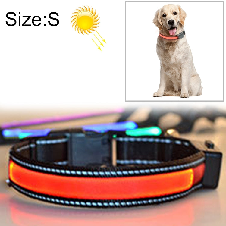 LED dog collar with orange glowing band and black strap