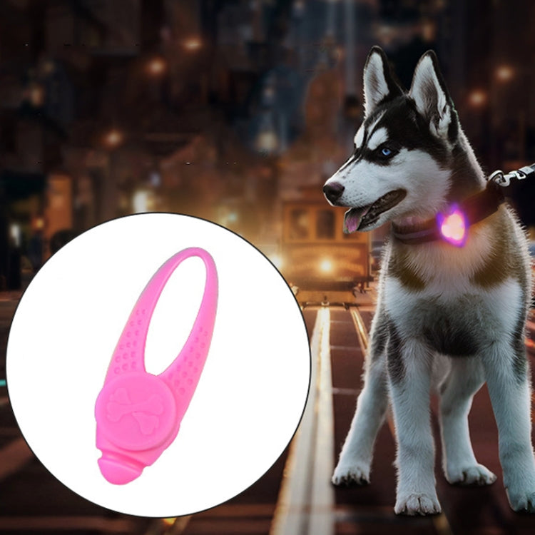Pet safety LED pendant collar, pink silicone glow on dog wearing pendant