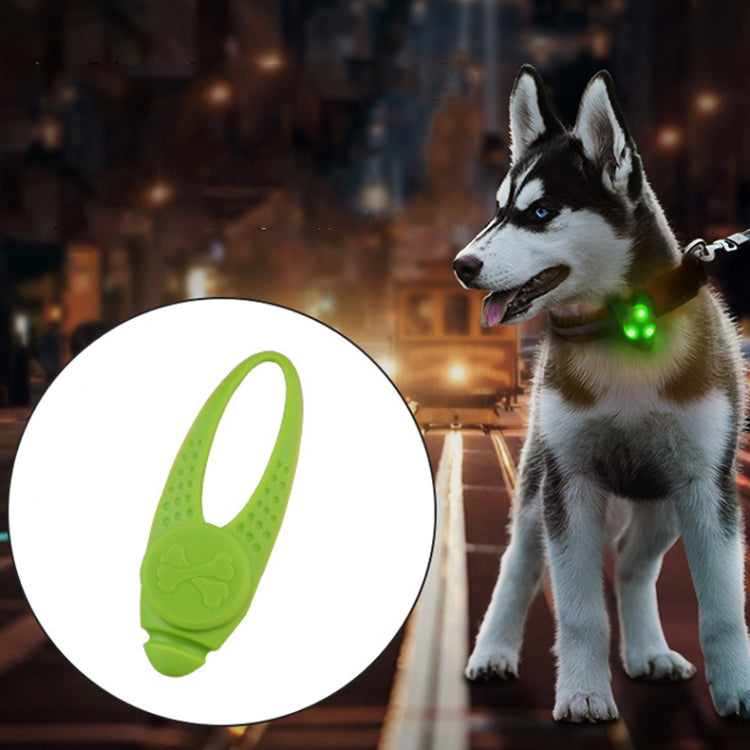 Pet safety LED collar silicone pendant on dog, green glow