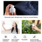 Hand holding a refillable fine-mist spray bottle with white pump head, portable travel size