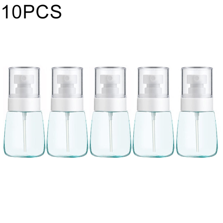 Set of 10 portable fine-mist spray bottles, transparent plastic with white pump heads