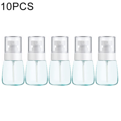 Set of 10 portable fine-mist spray bottles, transparent plastic with white pump heads