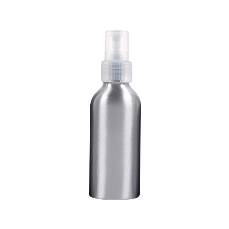 100ml fine-mist atomizer bottle with white sprayer, aluminum silver finish