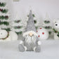 Grey felt gnome window ornament with white fur-trimmed hat and long white beard