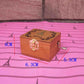 Wooden music box, 6.3 x 4 x 5.3 cm, engraved lid with pink lock