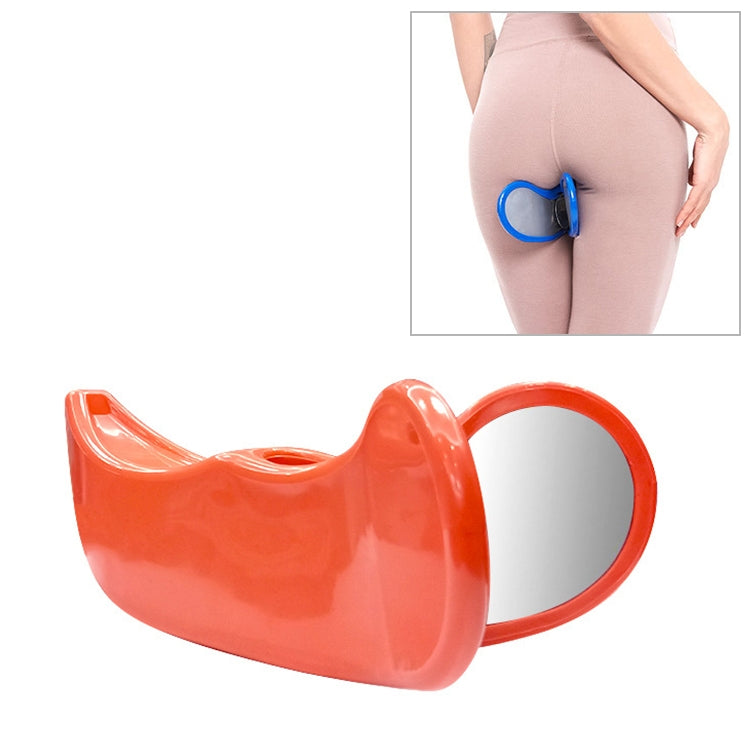 Postpartum hip trainer with blue curved buttock clip, shown on hip area.