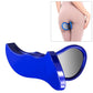 Blue postpartum buttock clip device with curved cup and loop handle.