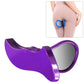 Purple postpartum buttock clip device with curved cup and loop handle.