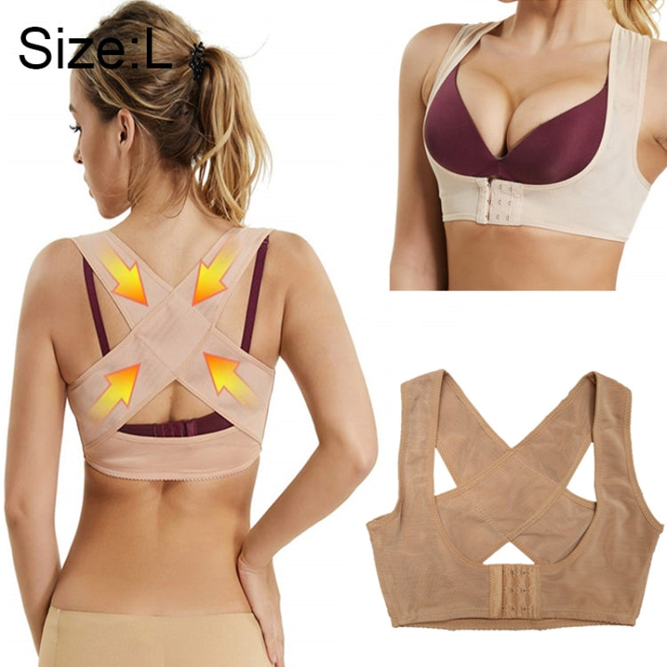 Women’s flesh-colored kyphosis correction shoulder support belt with cross-back straps