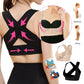 Beige posture support brace with crossed back straps and front hook-and-eye closure