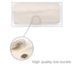 Beige makeup brush pouch with iron buckle clasp detail and stitched handle flap