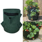 Dark green felt strawberry planting bag with three side pockets and handles