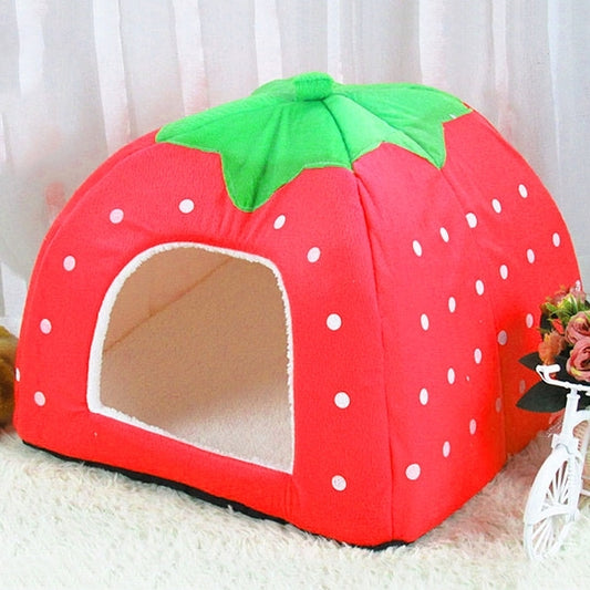 Strawberry Shaped Foldable Short Plush Pet House Nest, Size: S, Dark Blue, Size S, Red, Size S, Pink, Size S, Blue, Size S, Purple, Size S