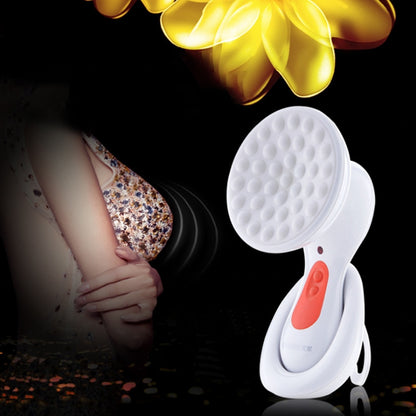 White electric breast massager with round silicone nodules and orange control button
