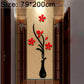 Black vase wall sticker with red flower petals, acrylic 3D stereo decal for walls