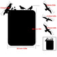 Black chalkboard wall sticker with bird silhouettes and size measurement diagram