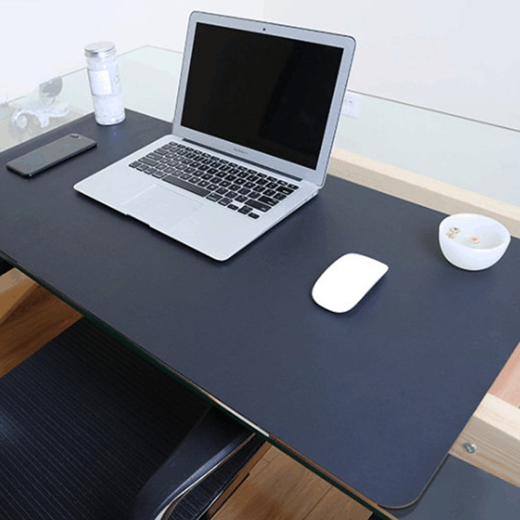 Charcoal PU leather desk mat for keyboard and mouse, large work surface