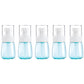 Set of 5 leak-proof 30ml travel plastic bottles with blue translucent bodies and white sprayer pumps