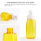 Amber-yellow translucent 80 ml travel pump bottle with white sprayer and cap