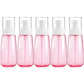 Pink translucent travel plastic bottles with white pump caps, leak-proof 100ml (5-pack)