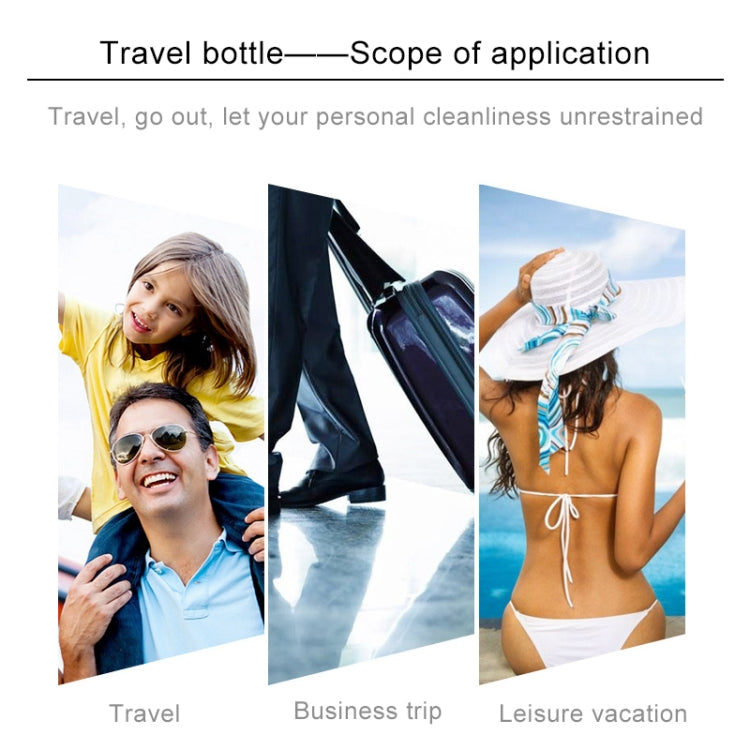 Travel plastic bottles marketing collage with people and beach photos in the background