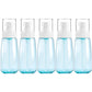 Light blue translucent travel plastic bottles set with white pump caps, leak-proof 100ml (5-pack)