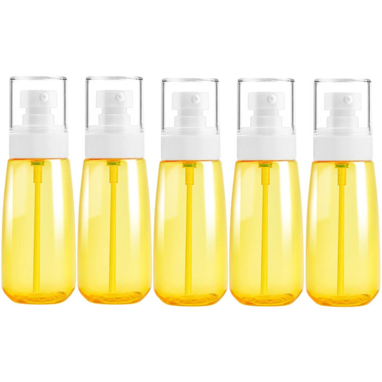 5-pack travel plastic bottles with leak-proof caps, 100ml each, yellow translucent
