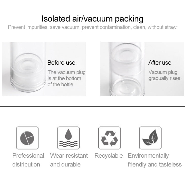 Airless vacuum spray bottle components with pump and clear bottom container