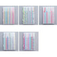 Assorted 0.5mm gel pens in clear cases with pastel striped and floral designs