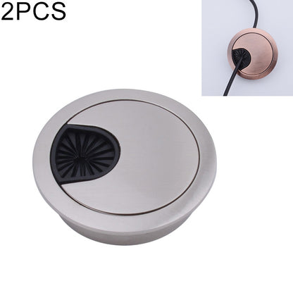 Round desk cable hole cover set, zinc alloy, silver finish with black vent insert